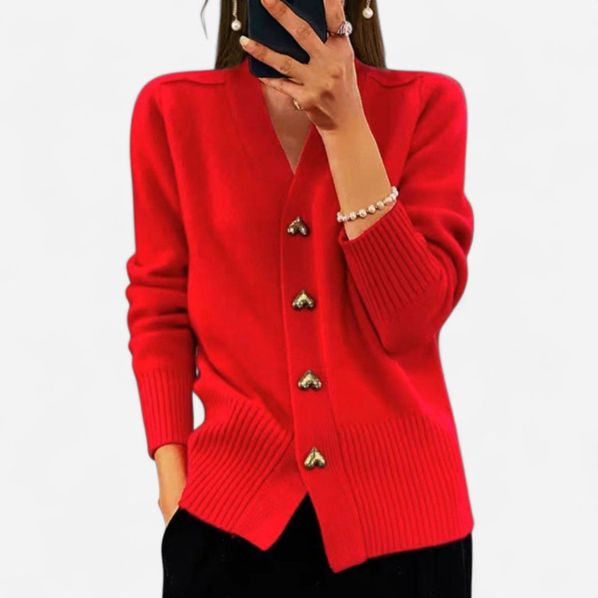 Cardigan en tricot à boutons dorés