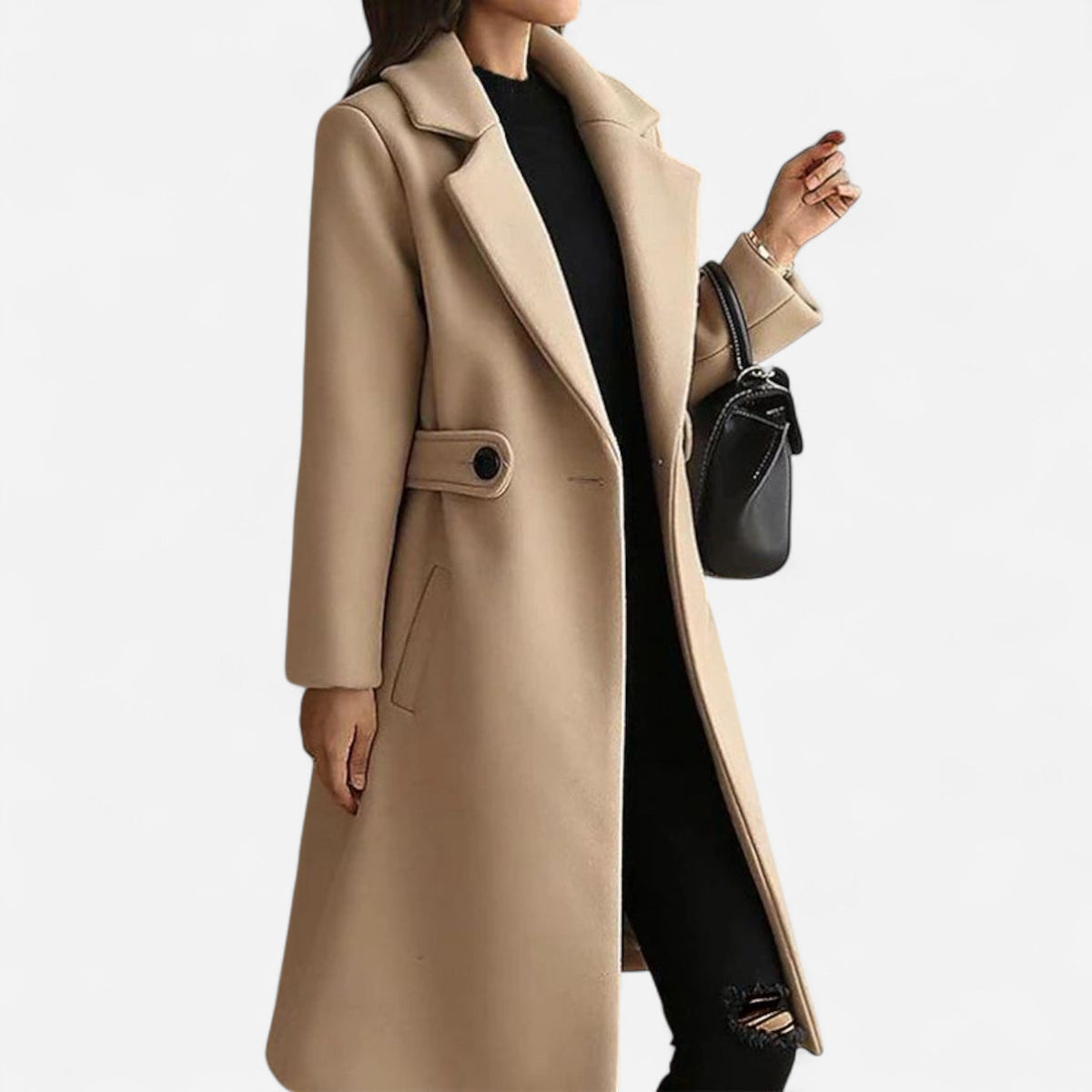 Manteau droit en laine mélangée