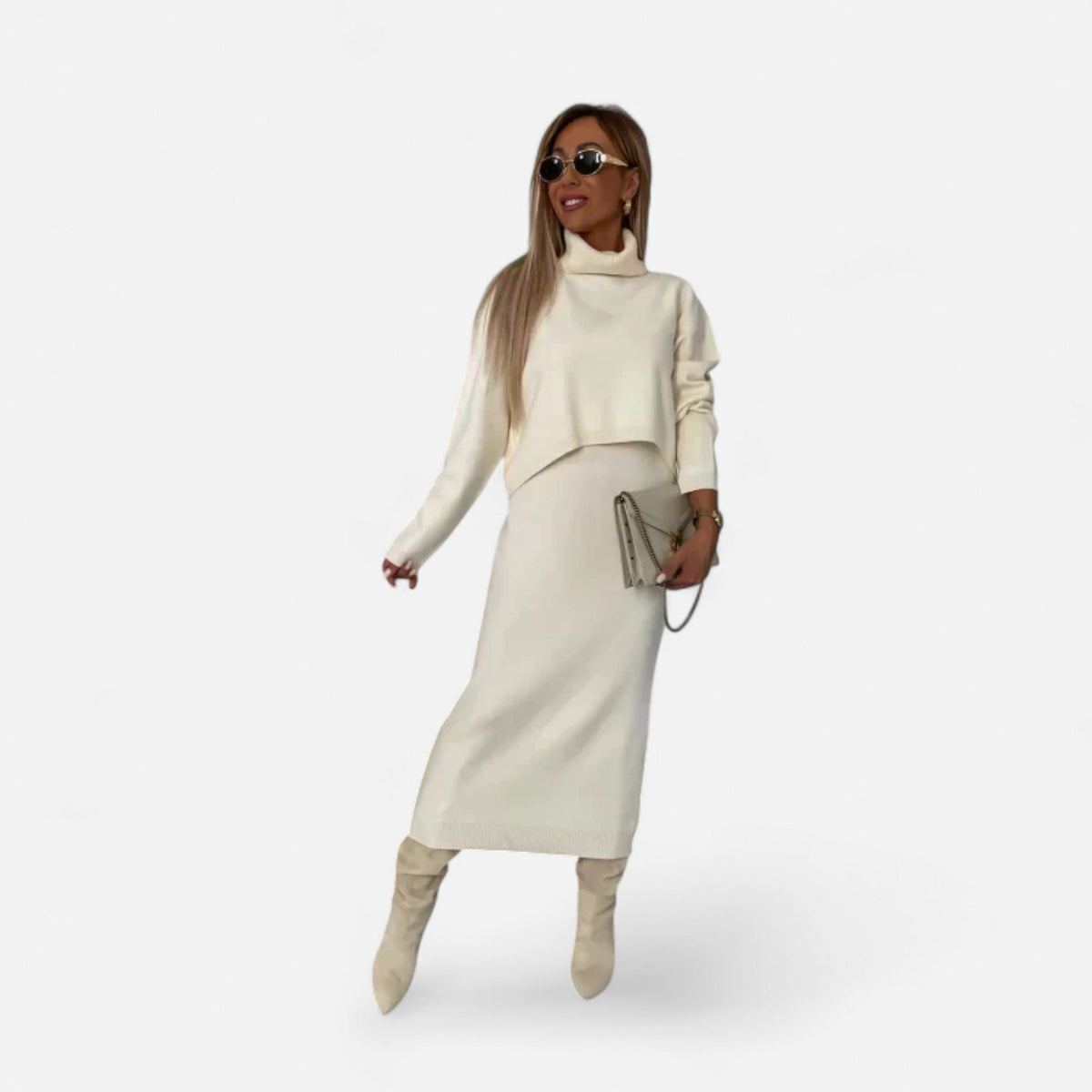 Robe longue et chandail court assorti