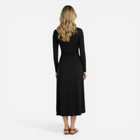 Robe midi cache-cœur à manches longues