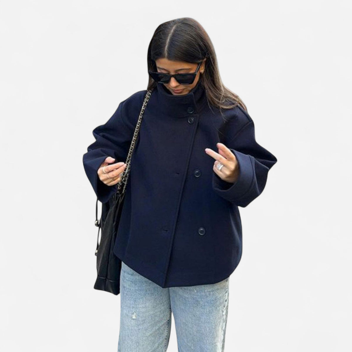 Manteau court à double boutonnage