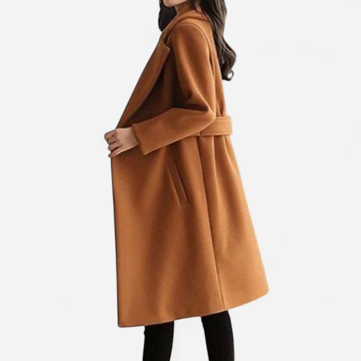 Manteau droit en laine mélangée