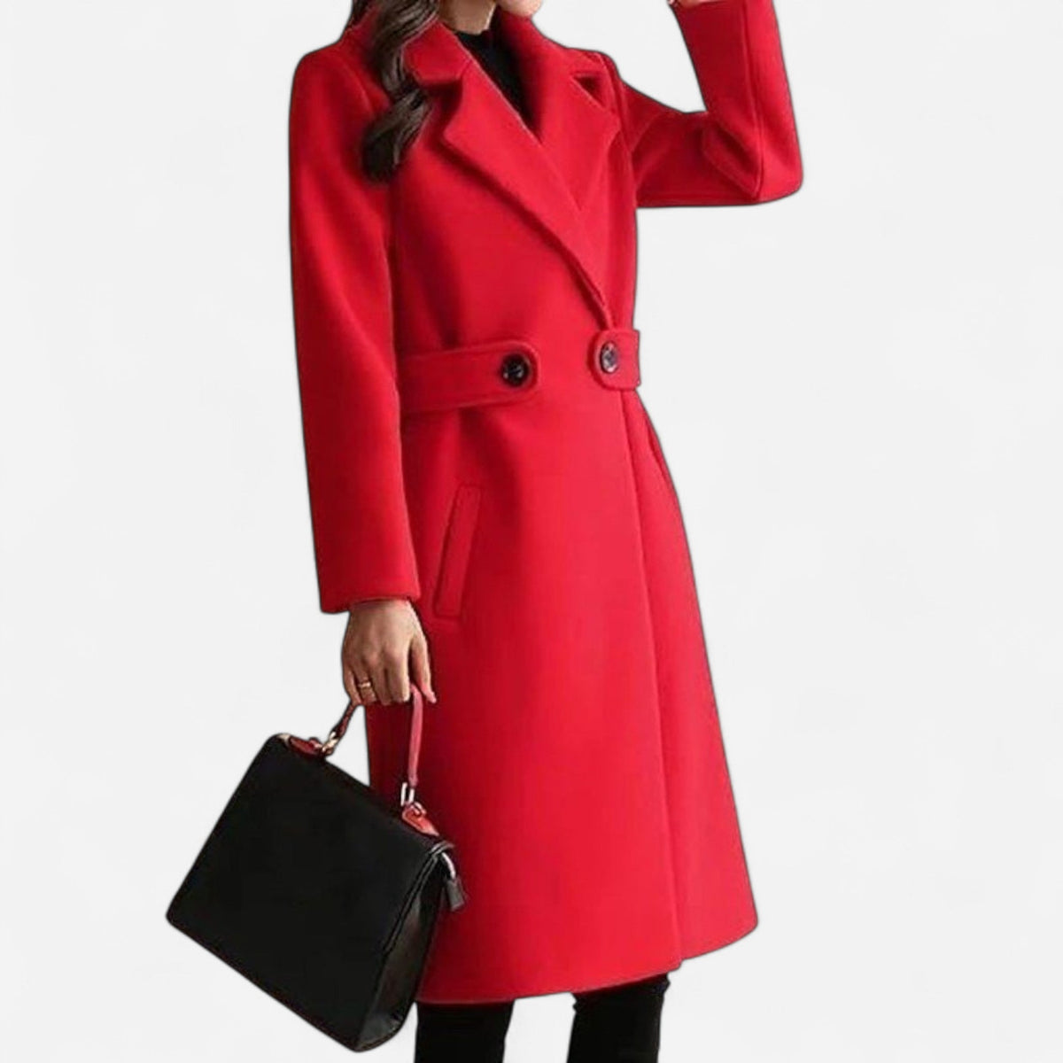 Manteau droit en laine mélangée