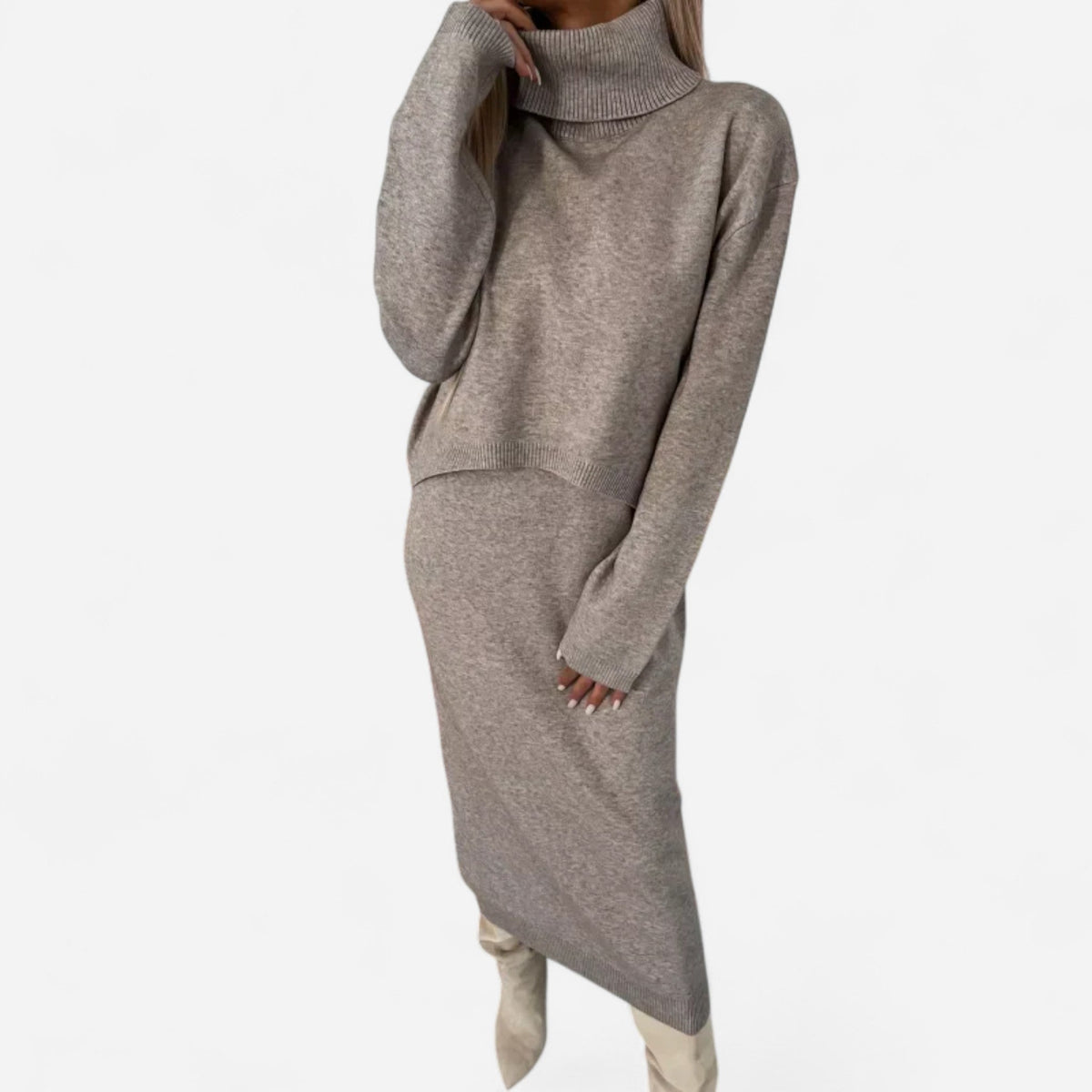 Robe longue et chandail court assorti