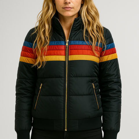 Manteau matelassé à rayures rétro