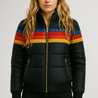 Manteau matelassé à rayures rétro