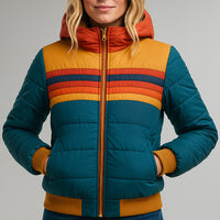 Manteau matelassé à rayures rétro