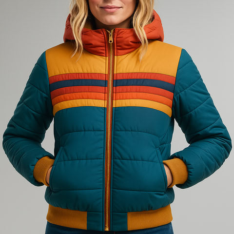 Manteau matelassé à rayures rétro