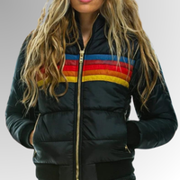 Manteau matelassé à rayures rétro