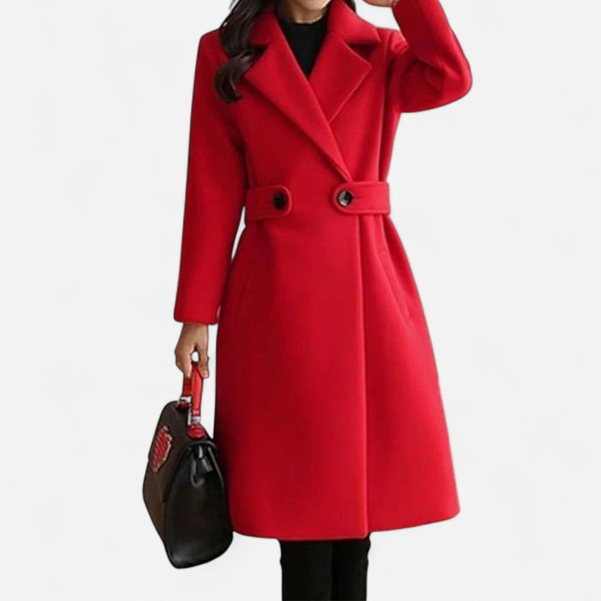 Manteau droit en laine mélangée