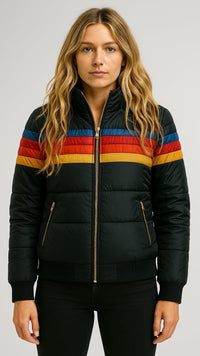 Manteau matelassé à rayures rétro