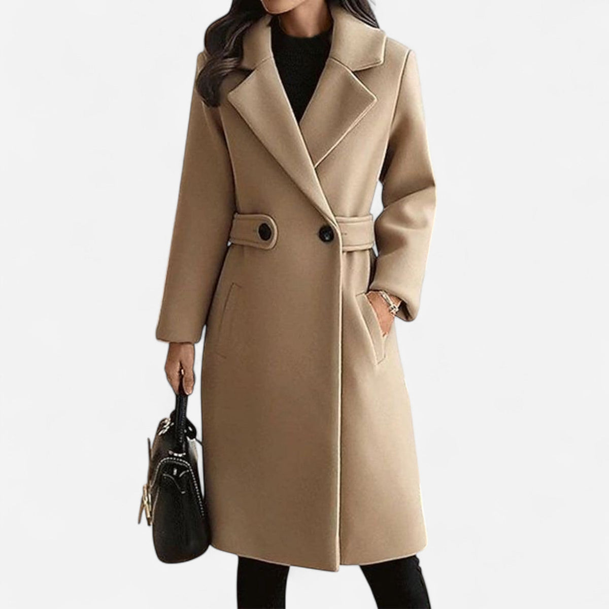 Manteau droit en laine mélangée
