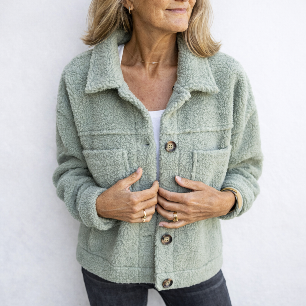 Veste-chemise en peluche teddy à boutons