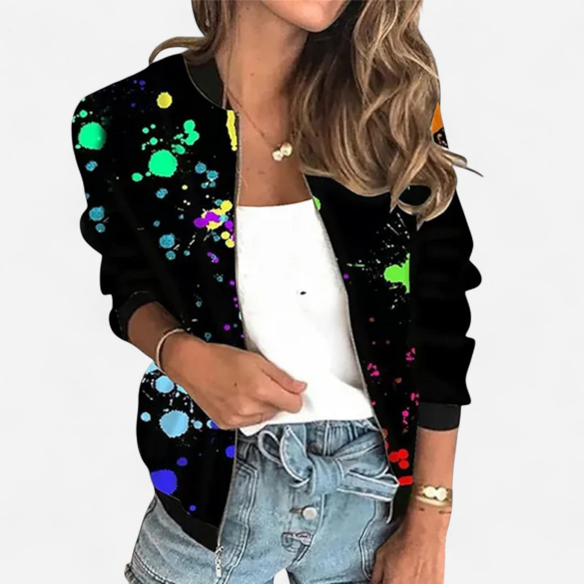 Blouson zippé imprimé fleuri