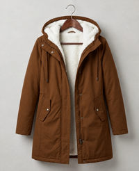 Parka déperlante à capuchon doublée en sherpa