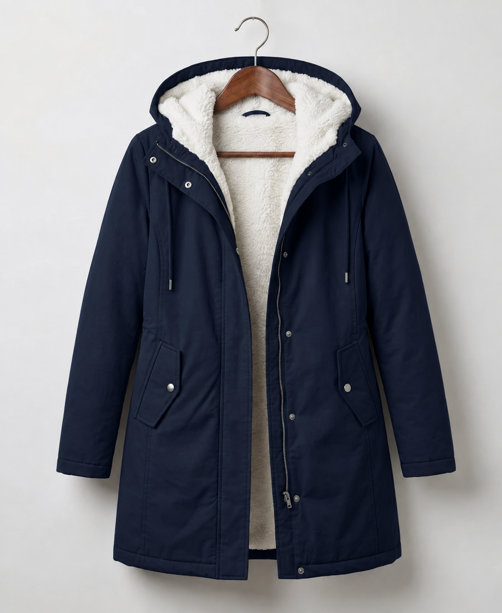 Parka déperlante à capuchon doublée en sherpa