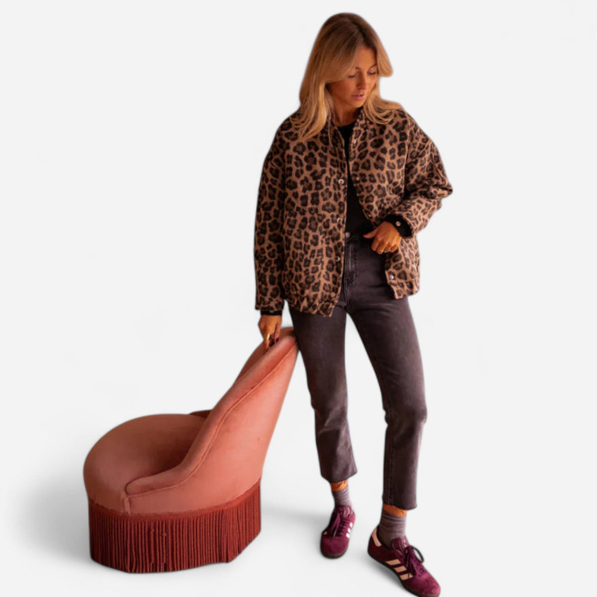 Manteau court imprimé léopard