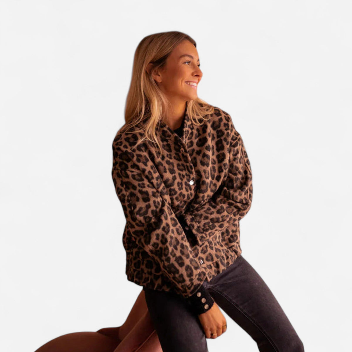 Manteau court imprimé léopard