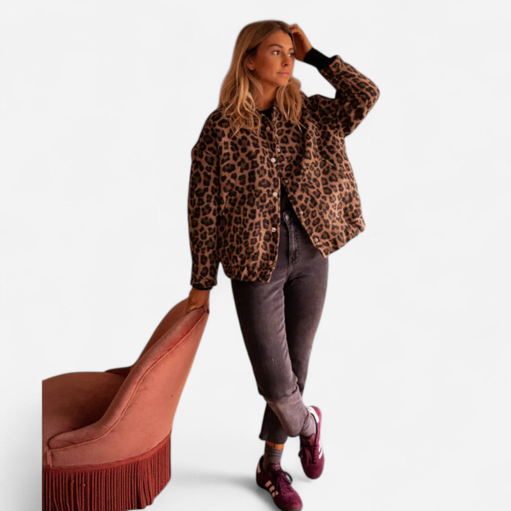 Manteau court imprimé léopard