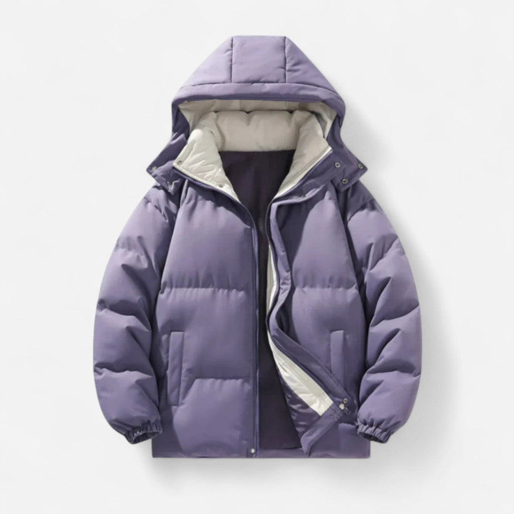 Manteau matelassé court à capuchon