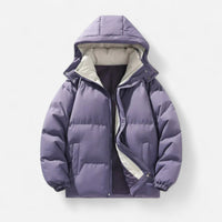 Manteau matelassé court à capuchon