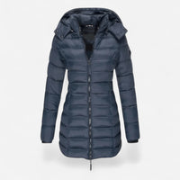 Manteau d'hiver long matelassé à capuchon