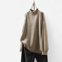 Chandail col roulé oversize en gros tricot