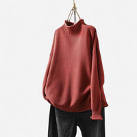 Chandail col roulé oversize en gros tricot