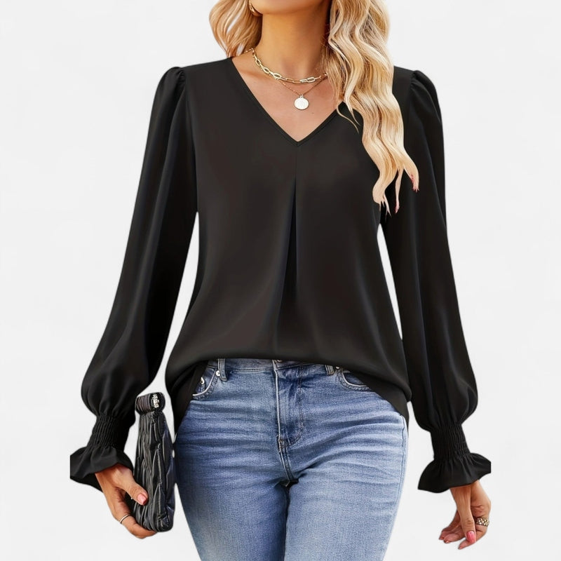 Blouse fluide à manches bouffantes