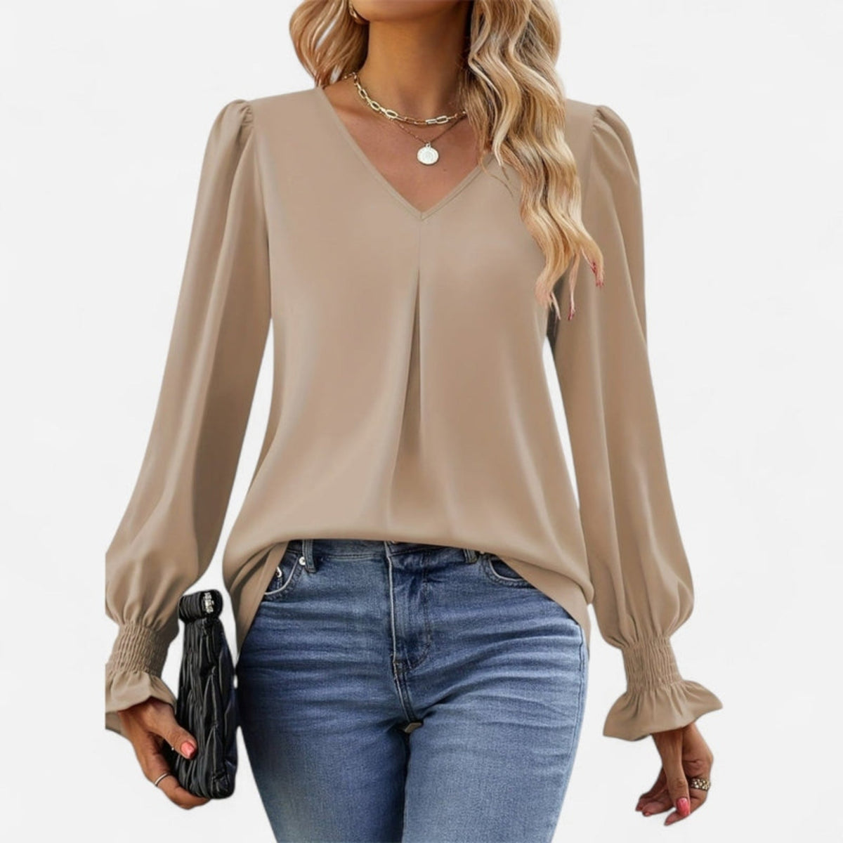Blouse fluide à manches bouffantes