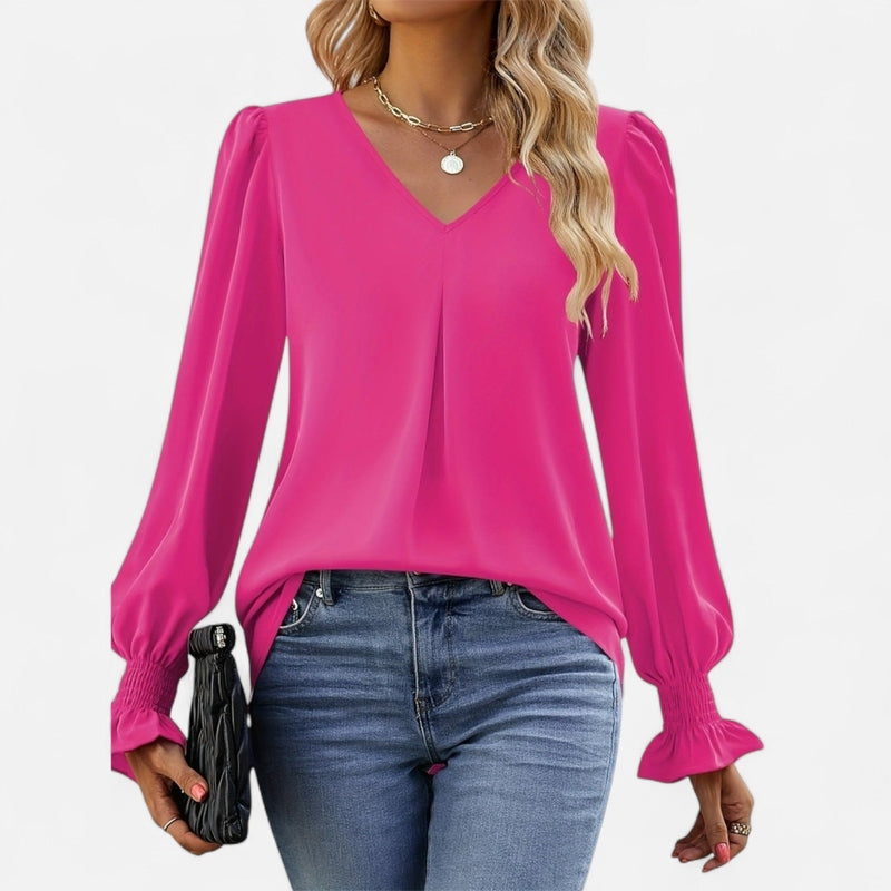 Blouse fluide à manches bouffantes