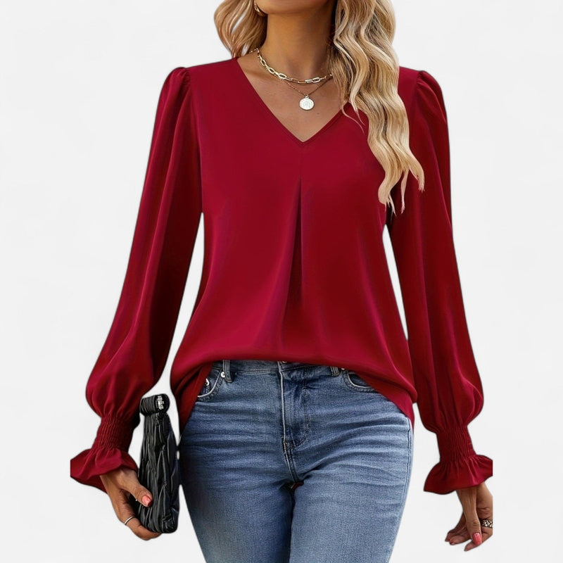 Blouse fluide à manches bouffantes