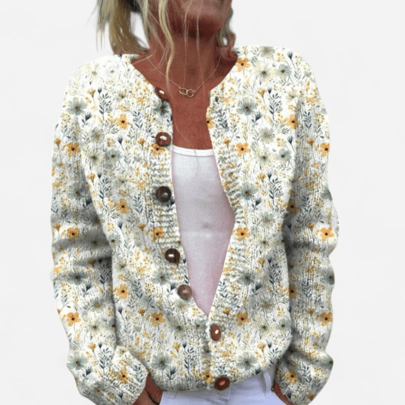 Cardigan fleuri en tricot