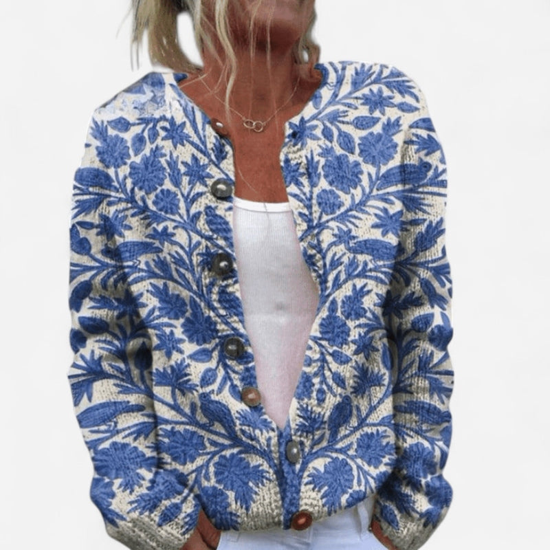 Cardigan fleuri en tricot