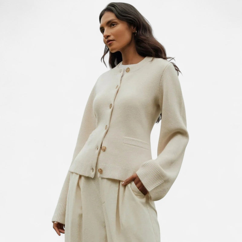 Cardigan court en tricot crème