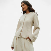 Cardigan court en tricot crème