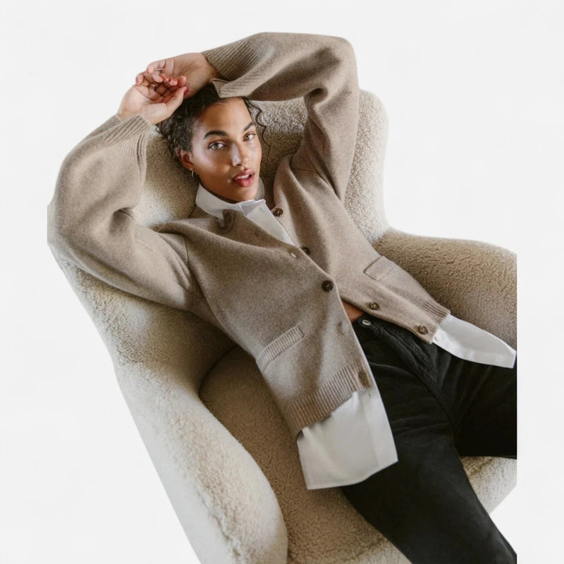 Cardigan court en tricot crème