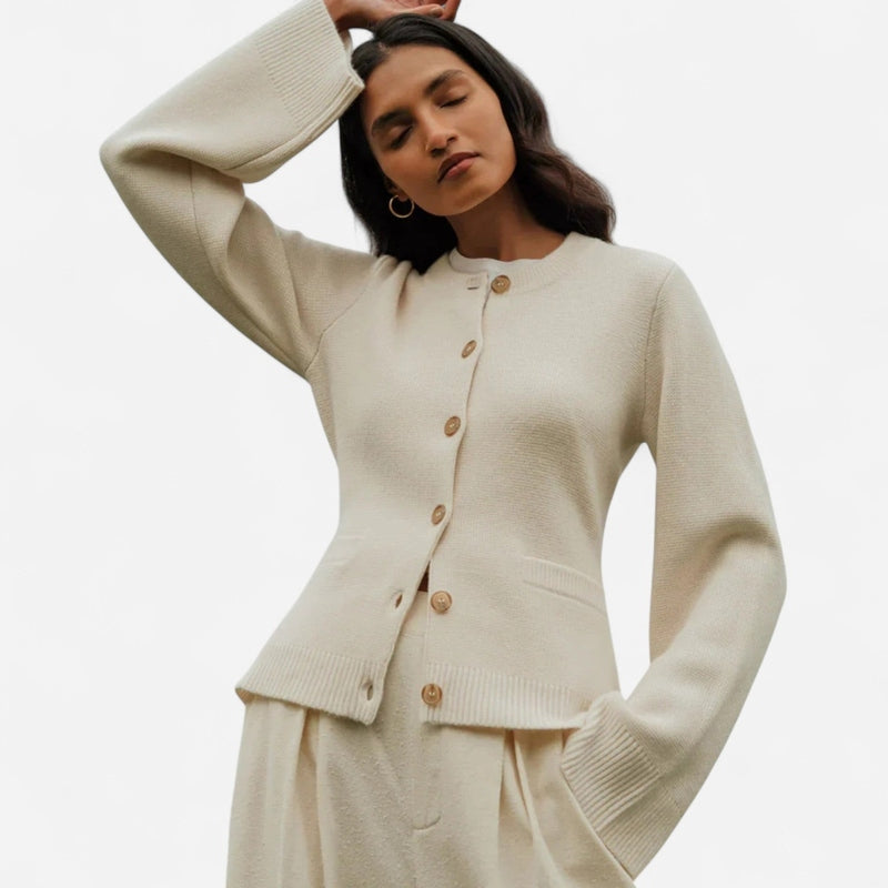 Cardigan court en tricot crème
