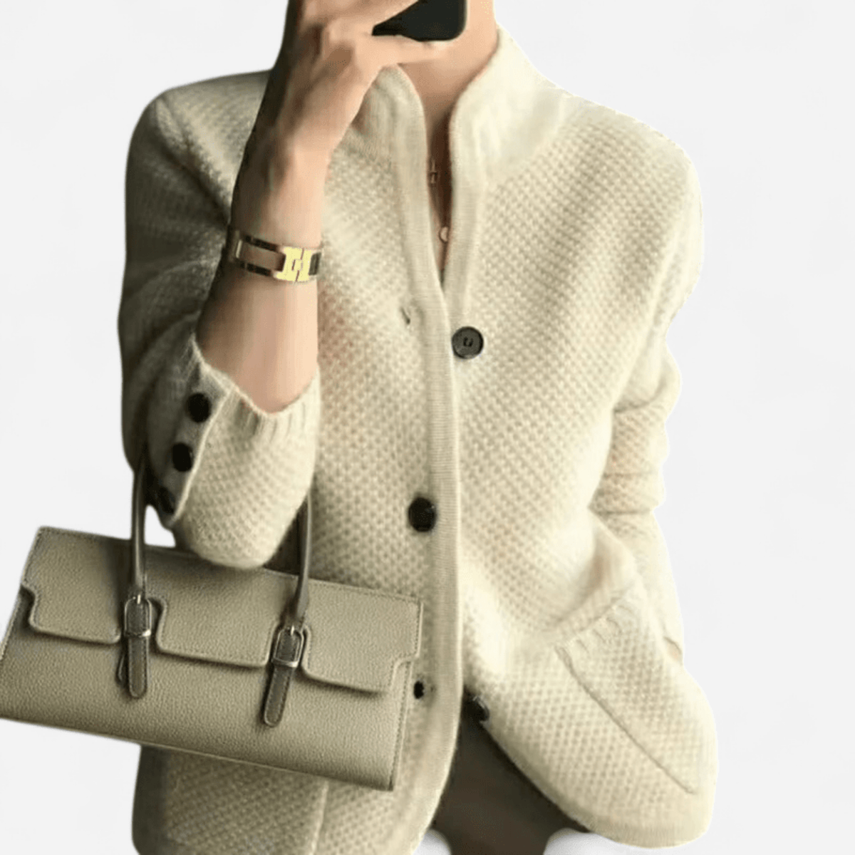 Cardigan zippé en tricot gaufré
