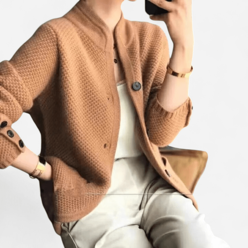 Cardigan zippé en tricot gaufré