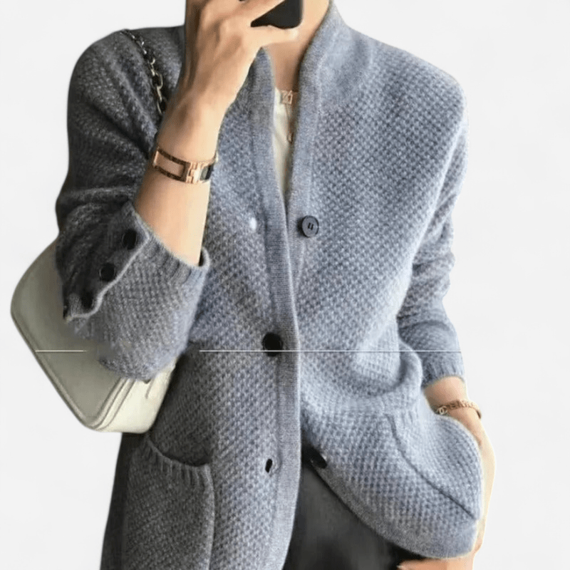 Cardigan zippé en tricot gaufré