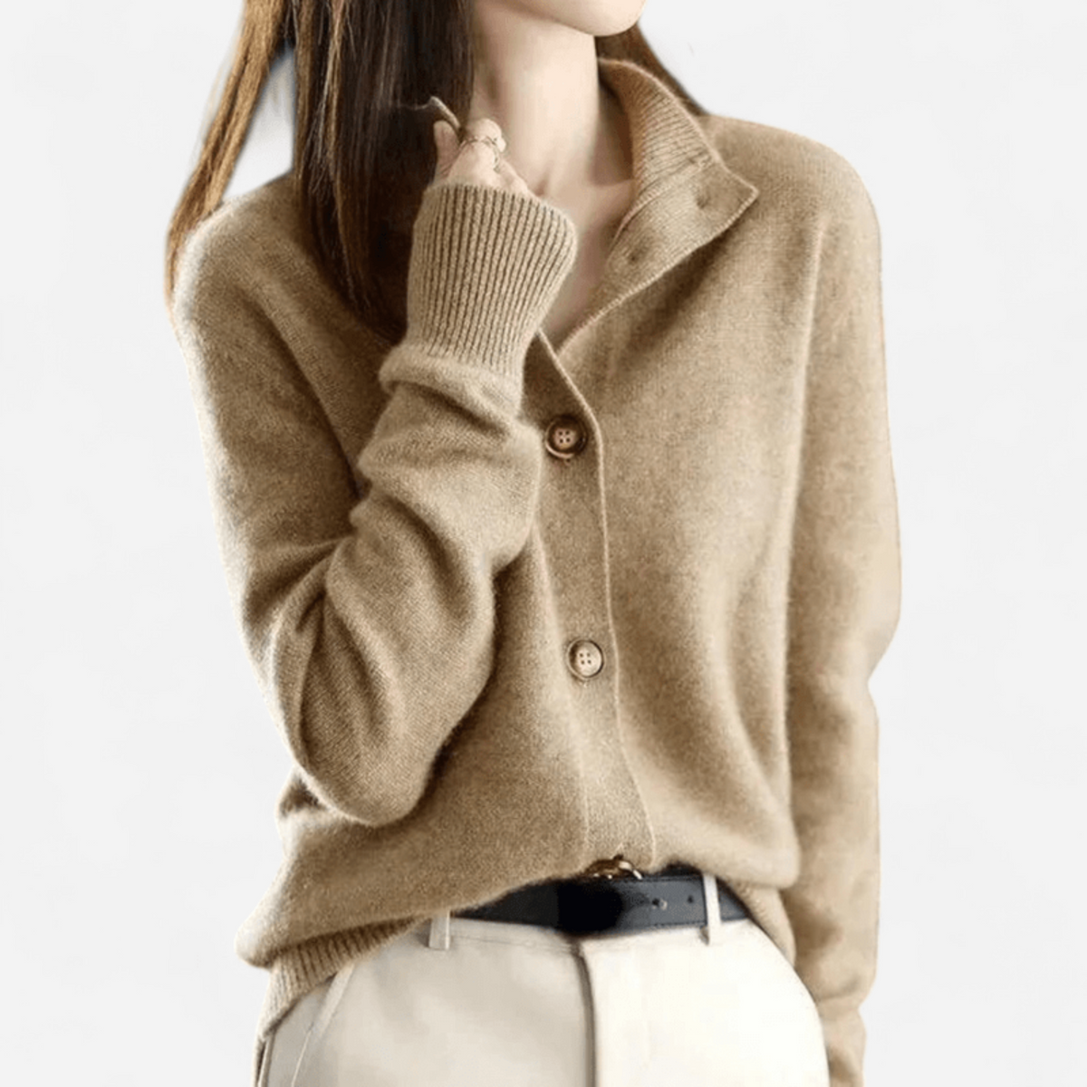 Cardigan col polo en cachemire