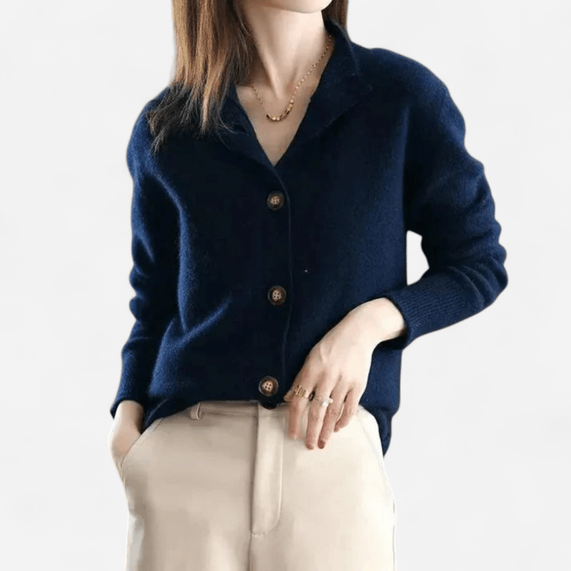 Cardigan col polo en cachemire