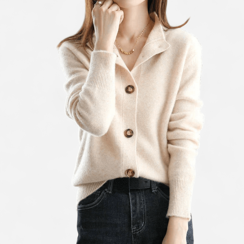 Cardigan col polo en cachemire