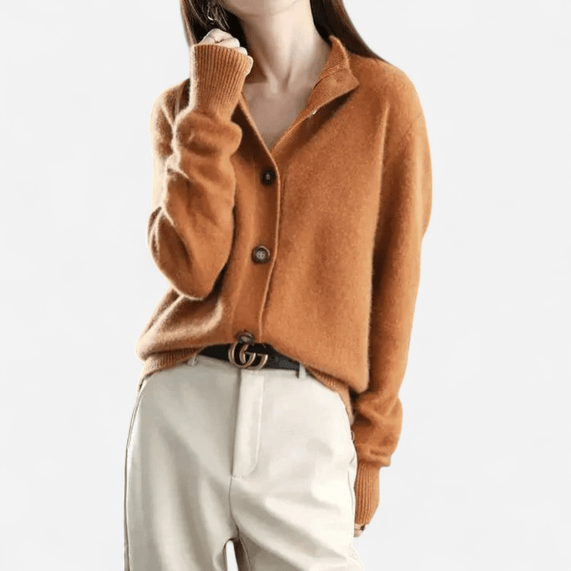 Cardigan col polo en cachemire