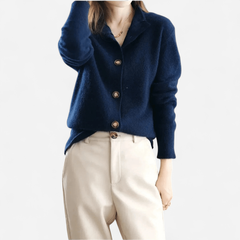 Cardigan col polo en cachemire