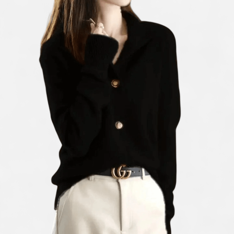 Cardigan col polo en cachemire