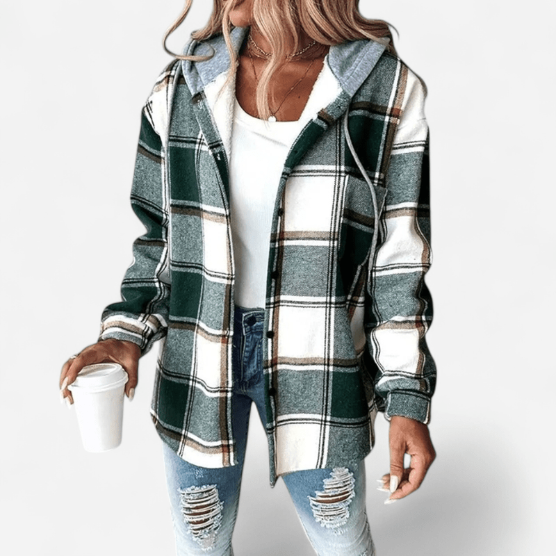 Chemise carreautée à capuchon