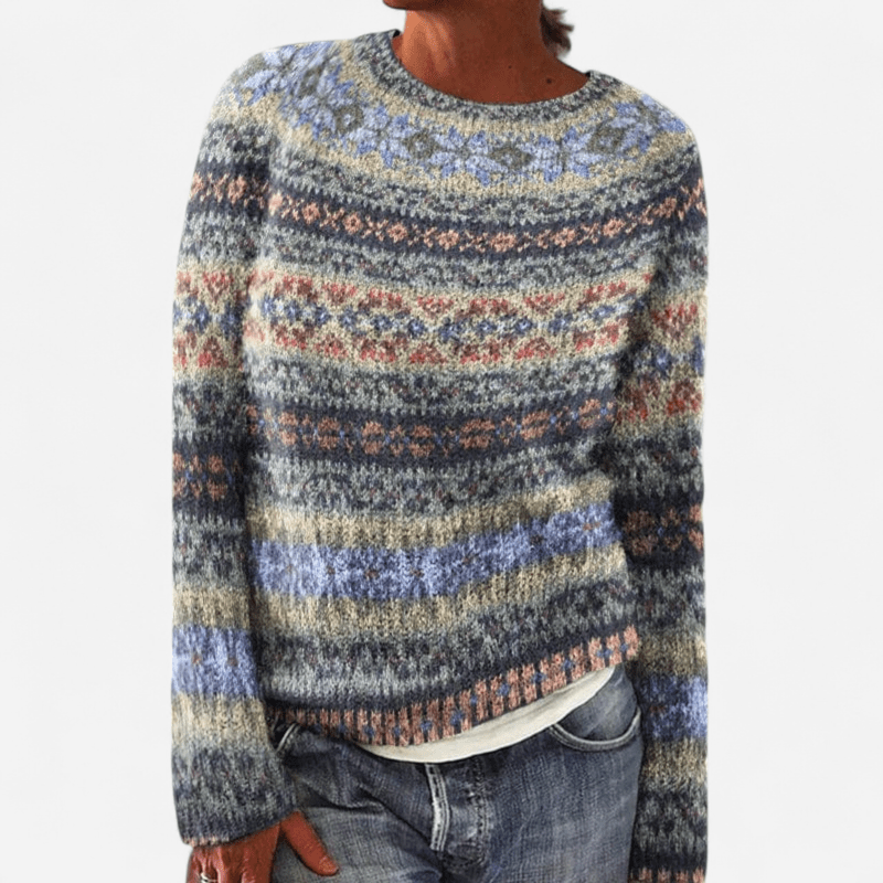 Chandail jacquard rétro multicolore