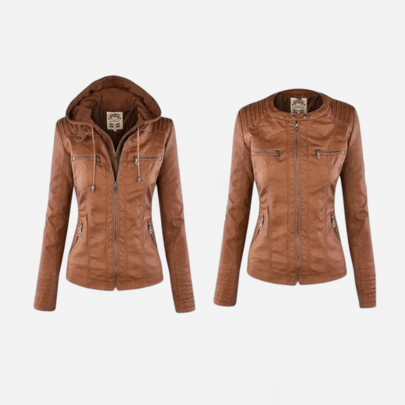 Manteau en similicuir à capuchon amovible